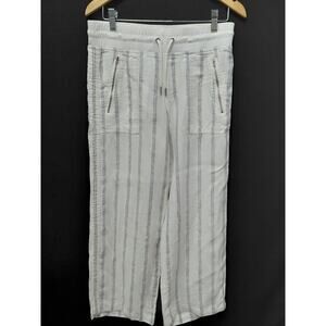 Athleta Striped Linen Pants White Women Lightweight Size 6